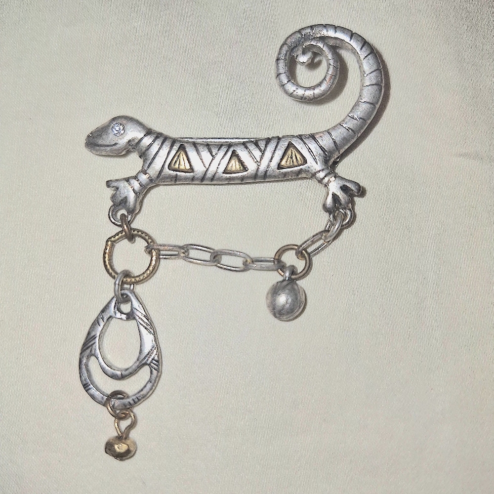 Pewter 2-toned Lizard Brooch Chico's Gecko Lapel Pin